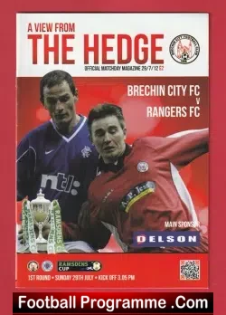 Brechin City v Glasgow Rangers 2012 - Relegated Season - football programme