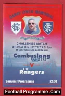 Cambuslang Rangers v Glasgow Rangers 2012 - 1st Match Demotion - football programme