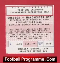 Chelsea v Manchester United 1990 – Football Ticket