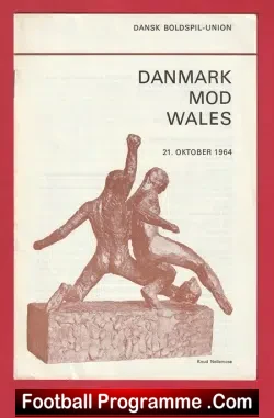 Denmark v Wales 1964 - Cymru Football Match - football programme