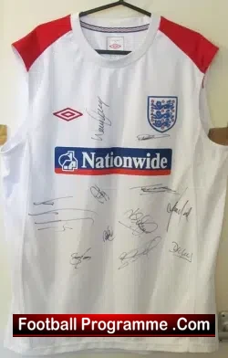 England Home Football Training Shirt 2000's Multi SIGNED Rooney