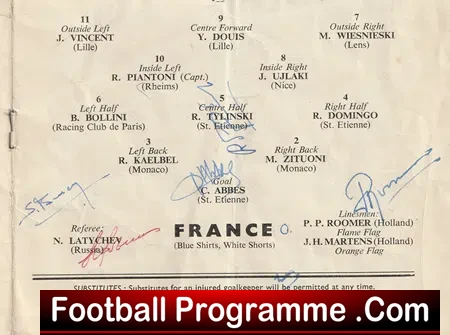 England v France 1957 - Multi SIGNED Inc Duncan Edwards