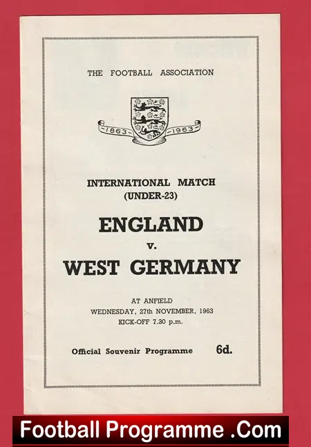 England v Germany 1963 – U23 at Anfield Liverpool