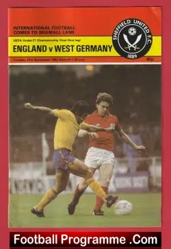 England v Germany 1982 – Under 21 at Sheffield United FC
