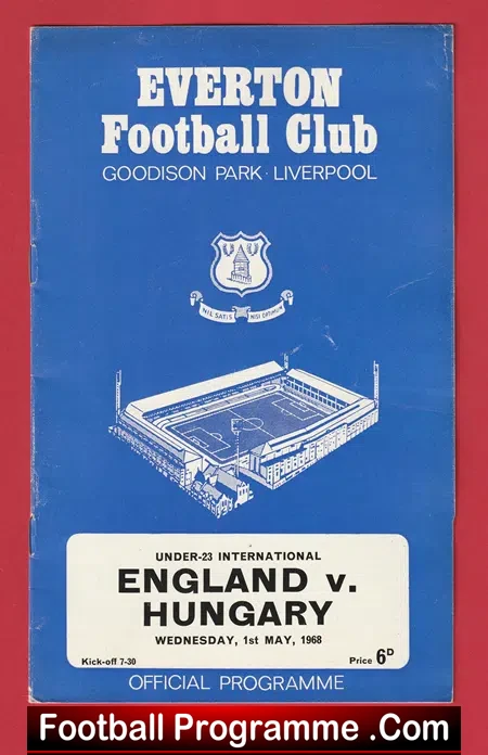 England v Hungary 1968 - Emlyn Hughes - Goodison Park Everton