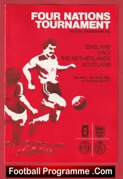 England v Italy 1983 - Plus Scotland + Holland Tournament - football programme