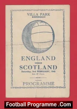 England v Scotland 1945 – Pirate Programme at Villa Park