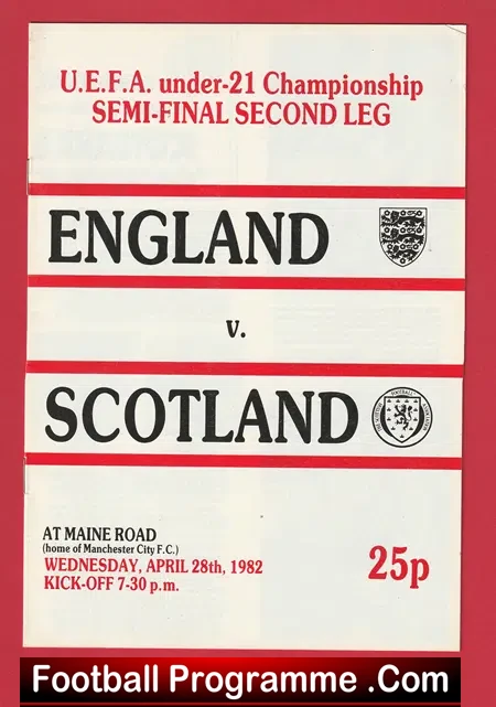 England v Scotland 1982 – Schoolboys U21 at Man City