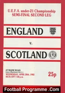 England v Scotland 1982 – Schoolboys U21 at Man City
