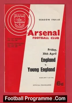 England v Young England 1965 – at Arsenal + Bobby Moore Bobby Charlton