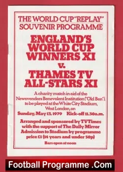 England World Cup Winners v Thames TV All Stars 1979 – Bobby Charlton
