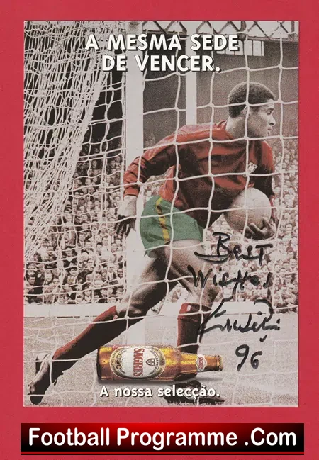 Eusebio Autograph - Eusébio SIGNED Postcard Portugal 1996