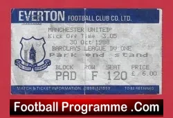 Everton v Manchester United 1988 – Football Ticket