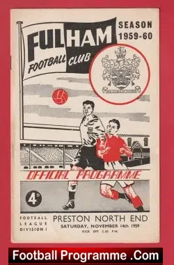 Fulham v Preston 1959 - football programme