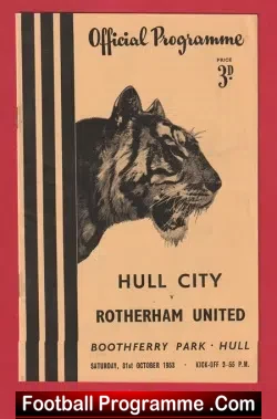 Hull City v Rotherham United 1953 - 1950s - football programme