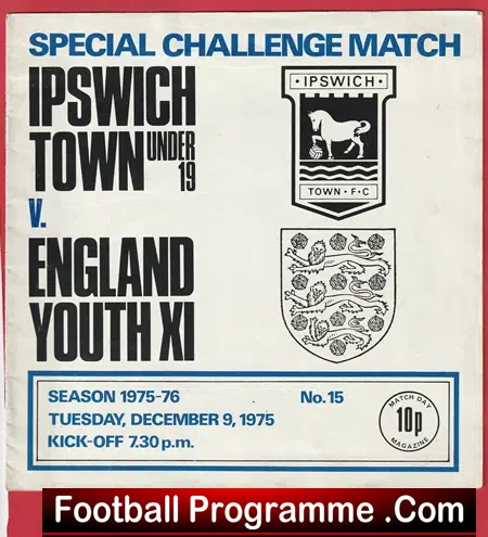 Ipswich Town v England 1975 – Special Challenge Match