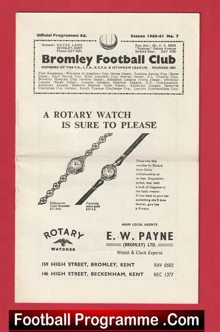 Isthmian League v Japan FA 1960 – at Bromley Football Club