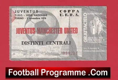 Juventus v Manchester United 1976 – Football Ticket Juve
