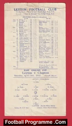 Leyton v Clapton 1945 – East Anglia Cup War Time