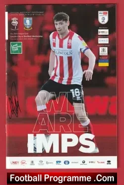 Lincoln City v Sheffield Wednesday 2022 Multi Autographed SIGNED - football programme