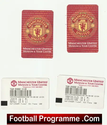 Manchester United Museum Tour Football Tickets 2008 - X 4