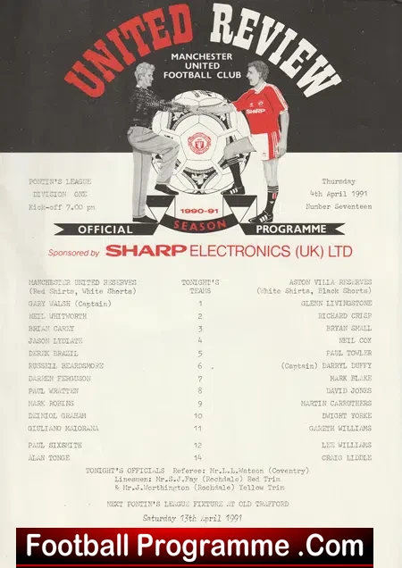 Manchester United v Aston Villa 1991 – Reserves + Mark Robins