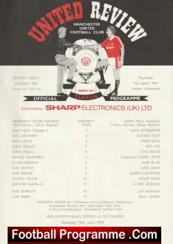 Manchester United v Aston Villa 1991 – Reserves + Mark Robins