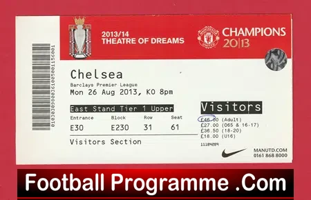 Manchester United v Chelsea 2013 – Football Ticket