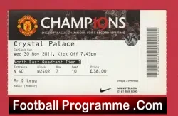 Manchester United v Crystal Palace 2011 - Match Ticket - football memorabilia