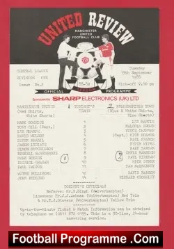 Manchester United v Huddersfield Town 1988 - Reserves Match - football programme