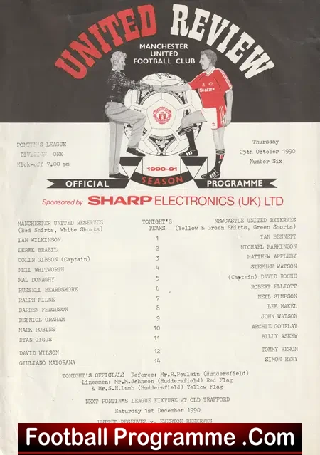 Manchester United v Newcastle United 1990 – Reserves Ryan Giggs