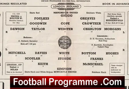 Manchester United v Newcastle United 1958 - Munich Season + Tok
