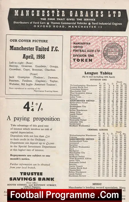 Manchester United v Newcastle United 1958 - Munich Season + Tok