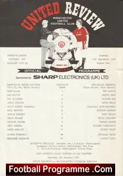 Manchester United v Sunderland 1990 - Reserves Danny Wallace - football programme