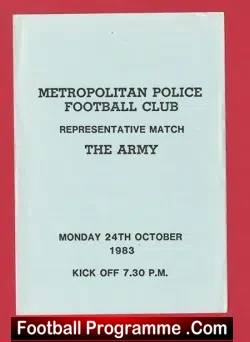 Metropolitan Police v Army 1983 - Met Police - football programme