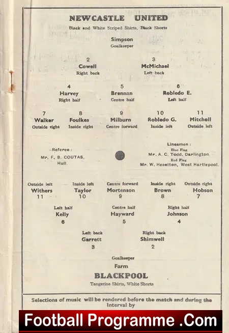 Newcastle United v Blackpool 1952 - 1950s