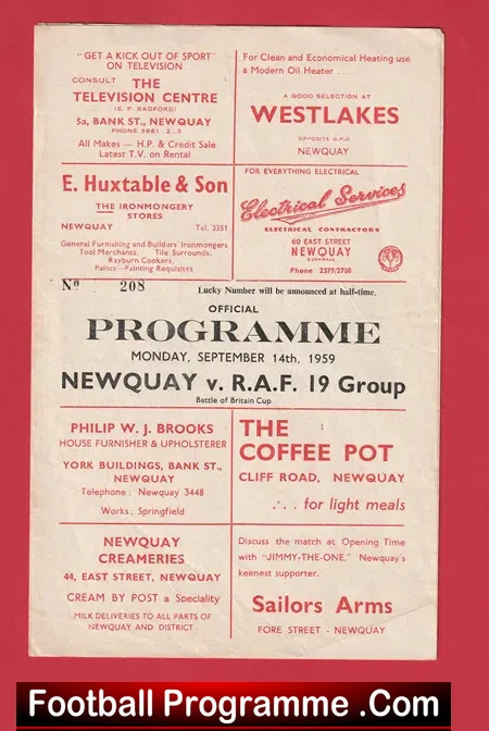 Newquay v Royal Air Force RAF 1959 – 1950’s