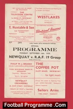 Newquay v Royal Air Force RAF 1959 – 1950’s