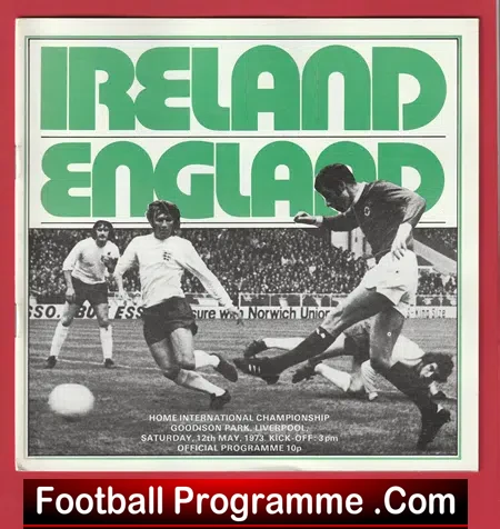 Northern Ireland v England 1973 - at Goodison Park Everton