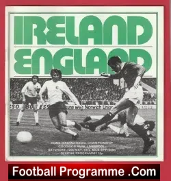 Northern Ireland v England 1973 - at Goodison Park Everton - football programme