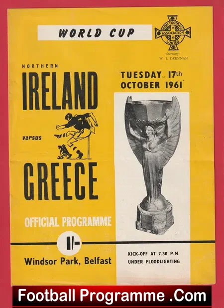 Northern Ireland v Greece 1961 - World Cup Football Match