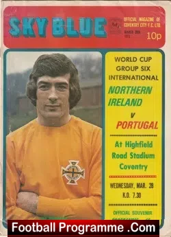 Northern Ireland v Portugal 1973 - at Highfield Rd Coventry City - football programme