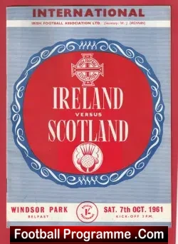 Northern Ireland v Scotland 1961 - International Match - football programme