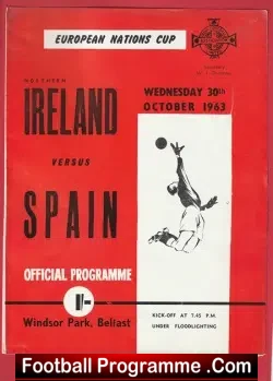 Northern Ireland v Spain 1963 - European Nations Cup Belfast - football programme