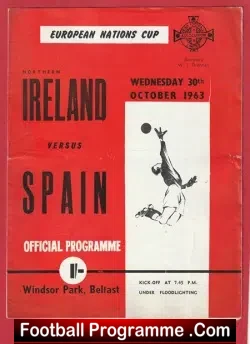 Northern Ireland v Spain 1963 - European Nations Cup Belfast - football programme