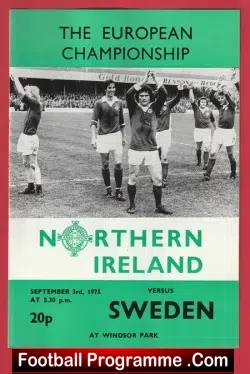 Northern Ireland v Sweden 1975 - European Championship - football programme