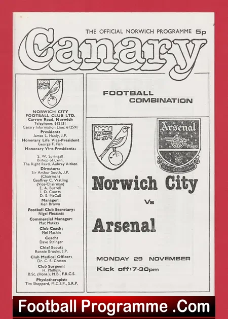 Norwich City v Arsenal 1982 – Football Combination Match