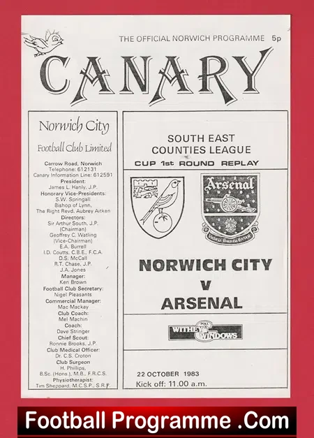 Norwich City v Arsenal 1983 – South East Counties League Replay