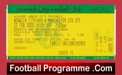 Norwich City v Manchester United 2000 – Match Ticket