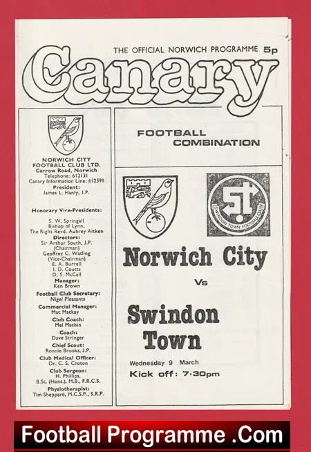 Norwich City v Swindon Town 1983 – Football Combination Match